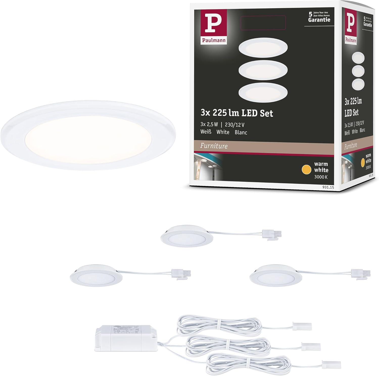Kit 3 Faretti LED Incasso Paulmann 93115 | 3000K Luce Calda 230/12V