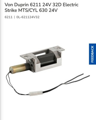 Von Duprin 6211 24V 32D Electric Strike MTS/CYL 630 24V