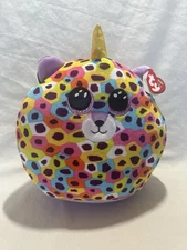 New Ty Squish a Boos Multicolor Leopard Unicorn Cat Giselle 9" Plush Rainbow