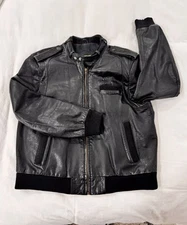 Cooper Vintage Bomber Cafe Racer Biker Leather Black Street Jacket Size