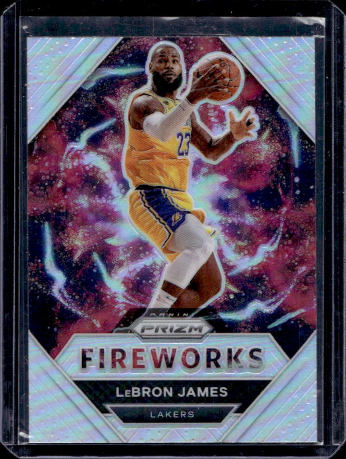 2020-21 Prizm LeBron James Fireworks Prizms Silver #29 Lakers
