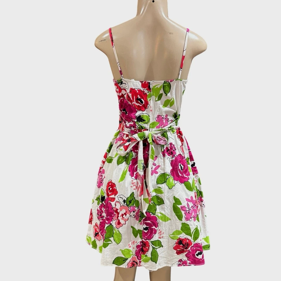 复古禁忌花卉娃娃棉混纺连衣裙无袖细肩带 M 码 — 第 3/4 张图片