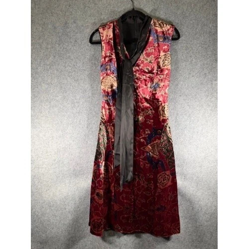 Vestido LAUREN Ralph Lauren Terciopelo Floral Sin Mangas Mujer 0 Estampado Corbata Cuello Foto 2 de 4