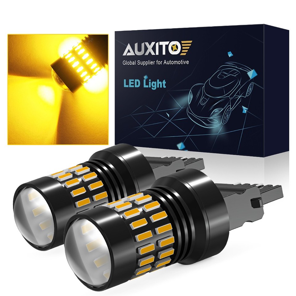 2-Pack AUXITO Amber Yellow LED Bulbs - 3157 3156 Turn Signal & Parking Lights, Super Bright, 1-Year Warranty