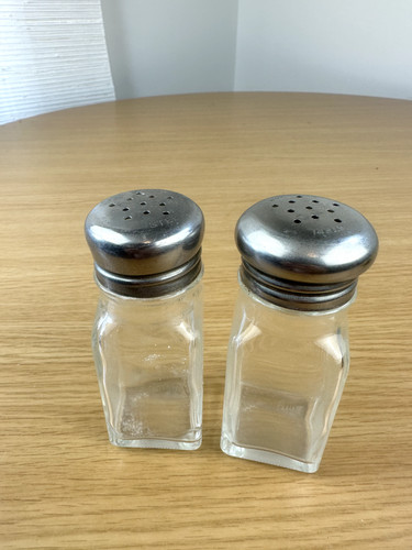 VTG Stainless Steel & Glass Salt & Pepper Shaker Modern Minimalist Home Decor