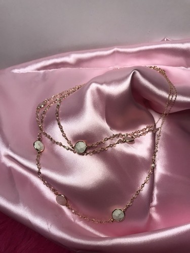 Multi Chain Cascading Layered Necklace Pink Cream - 10” Free Shipping - Picture 2 of 3