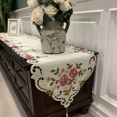 Vintage Embroidered Lace Table Runner Dresser Scarf Doily Wedding Party  Banquet | eBay