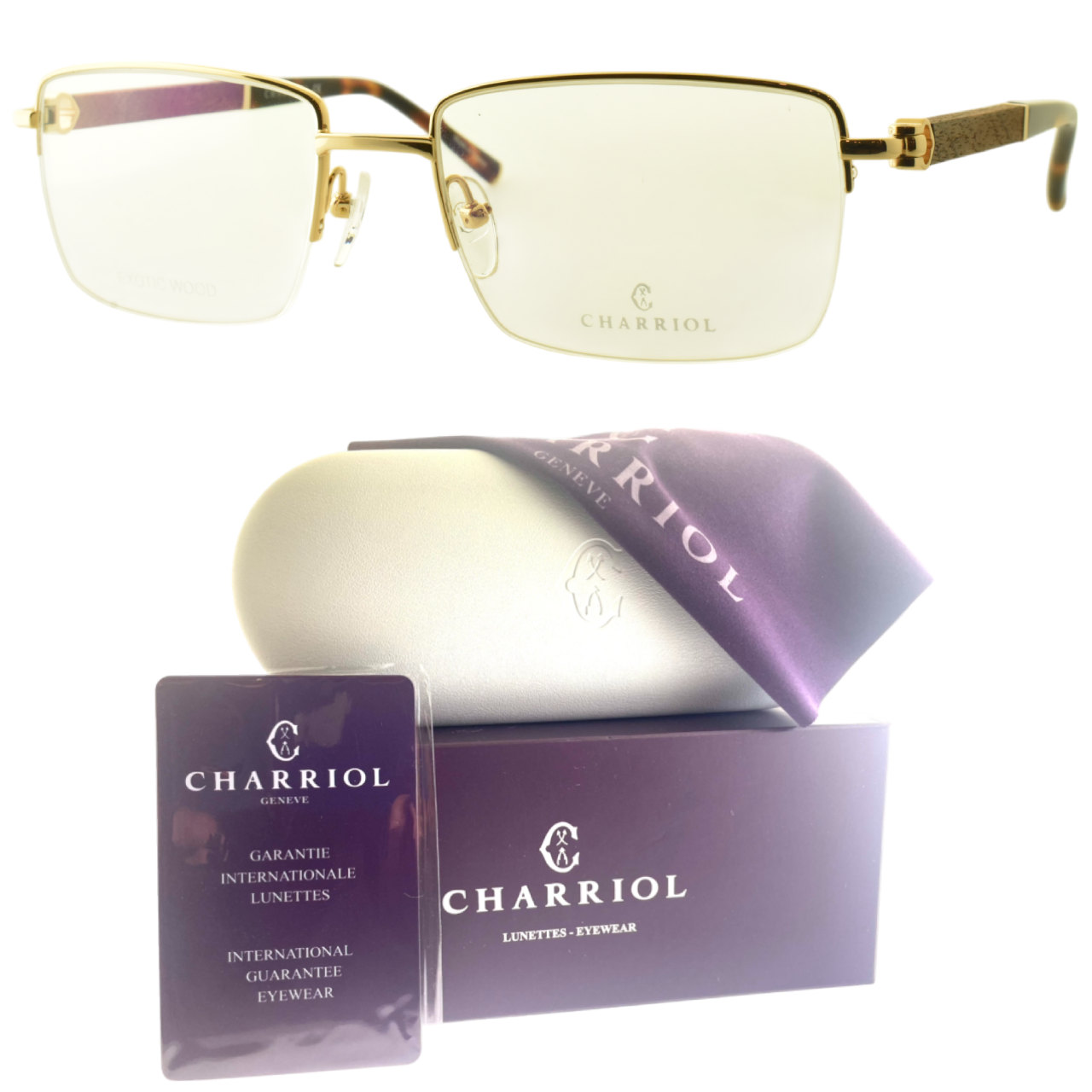 Philippe Charriol PC 75108 C01 Gold Tortoise Semi-Rimless Mens Eyeglass Frame  