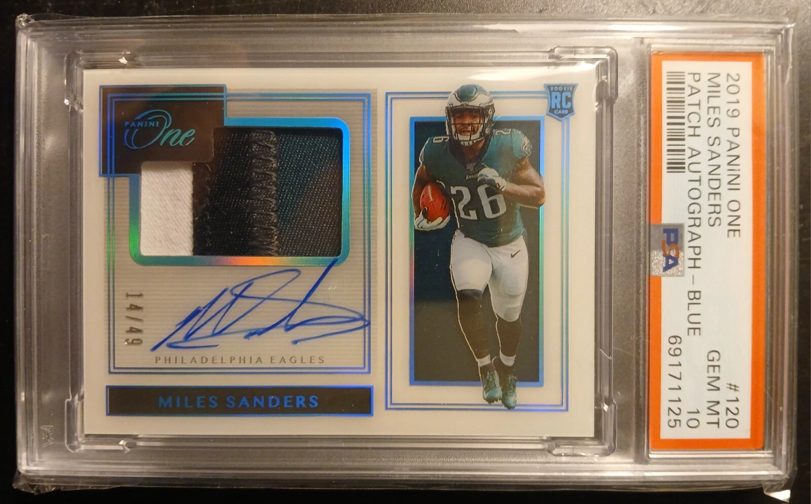 Miles Sanders Panini One #120 Patch Autograph-Blue