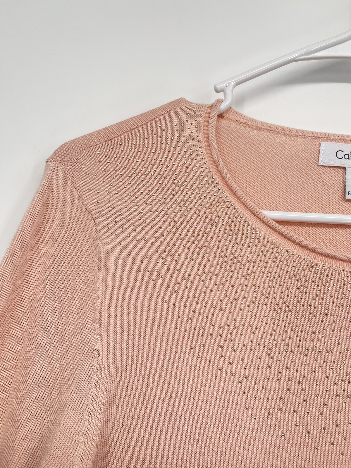 CALVIN KLEIN Women's Lightweight Pink SPARKLE Sweater Sz M thumbnail 3