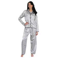 SALE Womens Satin Silk Pyjamas Set PJs Nightwear Long Sleeve Soft Sleepwear