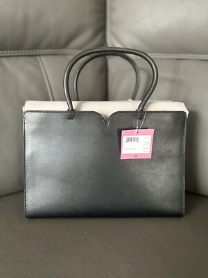 NWT Kate Spade New York Womens Large Spencer Satchel In Black Taupe