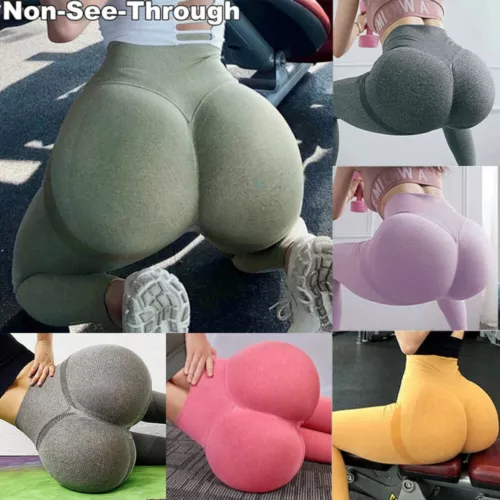 Women Butt Lift Yoga Pants High Waist Leggings Ruched Workout Booty Trousers Gym - Picture 3 of 42