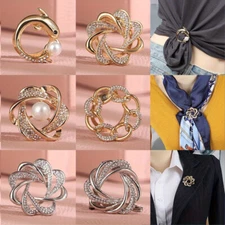 6pcs Scarf Ring Clip Metal Scarf Clasp Set with Faux Pearls and Rhinestones