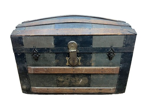 Antique Auto Touring Trunk Vtg Metal Car Chest Storage Model A