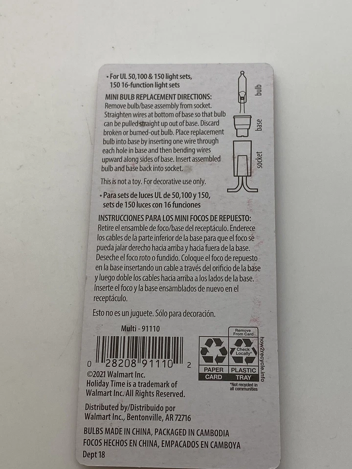 Light Keeper Pro 10 Mini Replacement Bulbs Multi-Color. 2.5 Volts Christmas Tree - Image 2 of 2