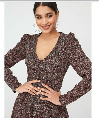 button through tea dress