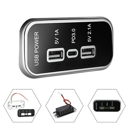 Car Charger Dual USB PD Type-C Adapter Power Socket Fast Charging Panel Mount - Picture 8 of 12