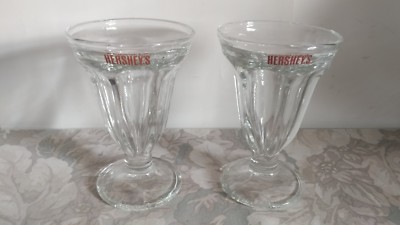 Vtg Hershey's Old Fashioned Ice Cream Sundae Glasses Set of