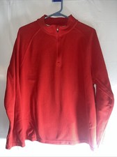Reebok 1/4 Zip Fleece Pullover Logo Sweatshirt Red Size Large