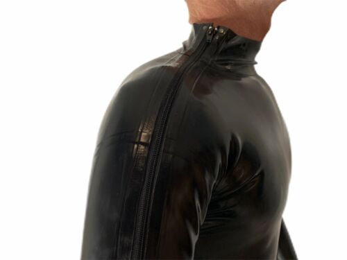 Latex Rubber Herren Catsuit Schulter Reißverschluss mit Schritt Reißverschluss 0,4 Mil - Bild 2 von 7