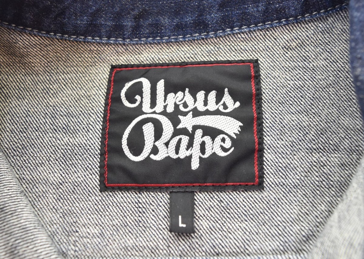 a bathing ape Ursus Bapeデニムジャケット A BATHING APE Ursus Bape Blue Denim Jacket - Size L, Quality
