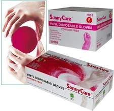SunnyCare #7801 Vinyl Disposable Gloves Powder Free (Latex Nitrile Free) Small