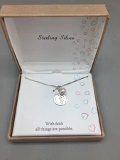 In The Lord Put Your Trust Psalms 11:1 Pendant Sterling Silver Genuine Pearl LA