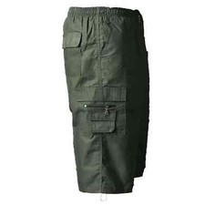 Mens 3/4 Three Quarter Shorts Elasticated Lightweight Waist Cargo Combat Pants
