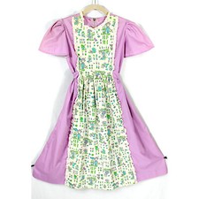 Vintage Handmade Cottagecore Farmcore Tieback Apron Flutter Sleeve Girls Dress
