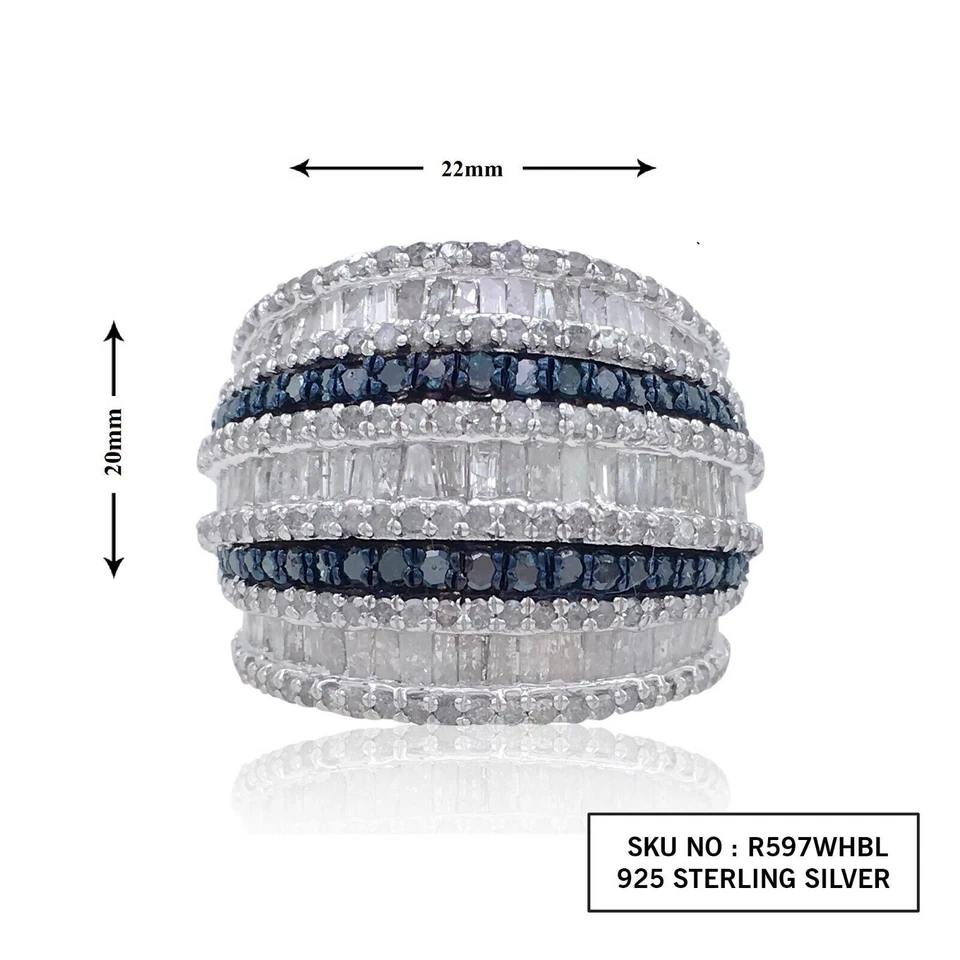 Anillo de plata de ley con racimo de cúpula nupcial de diamantes naturales baguette de 2,20 quilates Foto 4 de 4