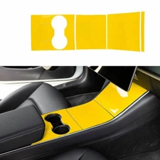 Yellow ABS Inner Gear Shift Box Panel Cover Trim Fit For Tesla Model 3 2017-2021