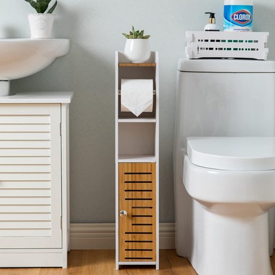 AOJEZOR Chrom Toilettenpapierhalter für kleinen Raum, hinter WC Aufbewahrung für