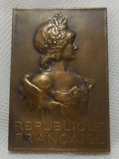1919 MISSION FRANCAISE AUX ETATS-UNIS BRONZE MEDAL PLAQUE BY S, E, VERNIER