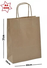 Kraft Tan A4 Paper Party Gift Bags ~ Boutique Shop Loot Carrier Bag ~Pick Amount