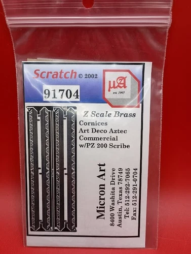 MICRON ART SCRATCH 91704 ETCHED BRASS Z SCALE ART DECO AZTEC CORNICES 200 SCRIBE