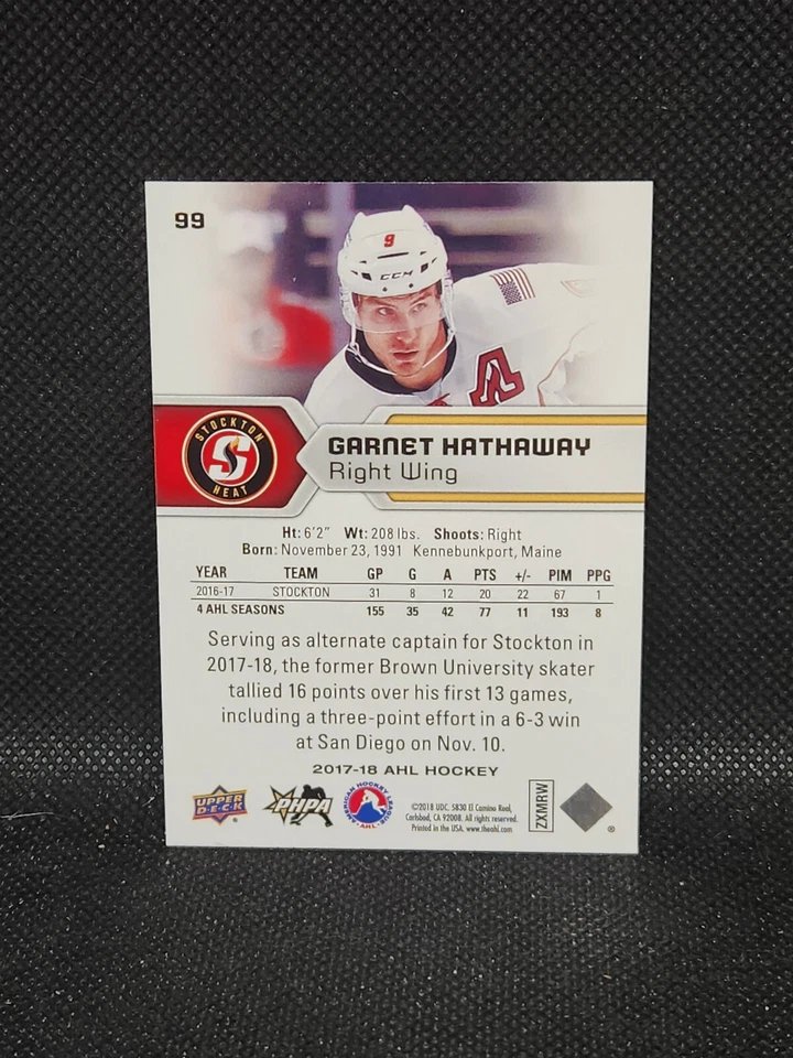 2017-18 Upper Deck AHL #99 Garnet Hathaway (M6) - Image 2 of 2