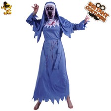 Bloody Nun Costume Women Halloween Cospaly Robe Dress Up Party Dress