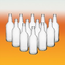 Glass Beer Cider Bottles - 500ml Clear - Box Of 12 With Crown Caps