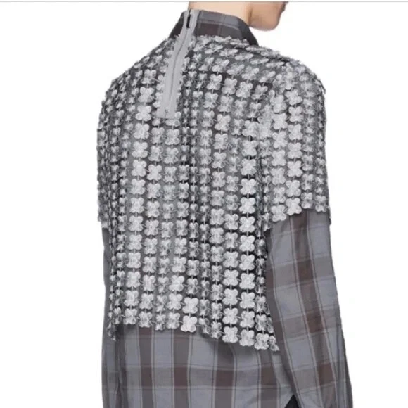 Elizabeth and James 格子衬衫金属分层花边覆盖灰色 Carnie S — 第 3/4 张图片