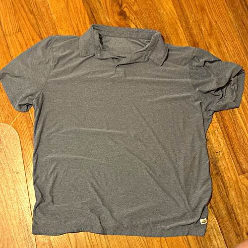 Vuori Umber Heather Solid Polo Shirt XXL Regular Fit Short Sleeve Collared Neck