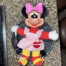 1989 Minnie Mouse Disney Sensory Plush W Plastic Face 15" Doll Learn to Dress