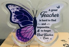 Teacher Acrylic Butterfly Plaque. Best Teacher Ever Gift. New In Gift Box.