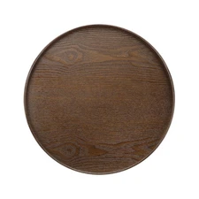 15.2 Inch Wooden Serving Tray Round Decorative Platter, Brown