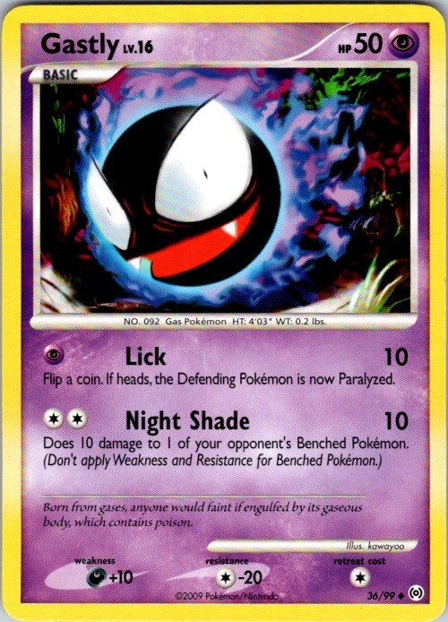Gastly 36/99 Uncommon Arceus Pokemon Damaged