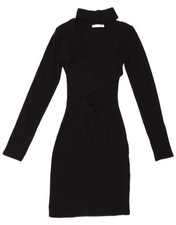 ZARA Womens Long Sleeve Bodycon Dress UK 8 Small Black Cotton AO11