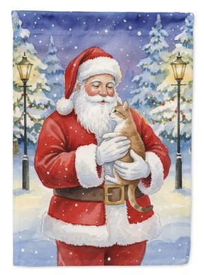 Caroline's Treasures Manx Cat with Santa Claus Garden Flag FNT1138GF