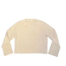 LILYSILK Women’s Wool Cashmere Sweater Off White Crewneck Pullover Size XS cozy