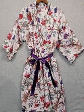 Handmade Cotton Kimono Robe Block Print Floral Dressing Gown Boho Loungewear