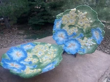 Set of 2 Rare Fitz & Floyd Spring Fling Flower plate/bowls Handpainted